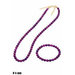 Naszyjnik + bransoletka z kamieni [agat fioletowy] - MF4107574